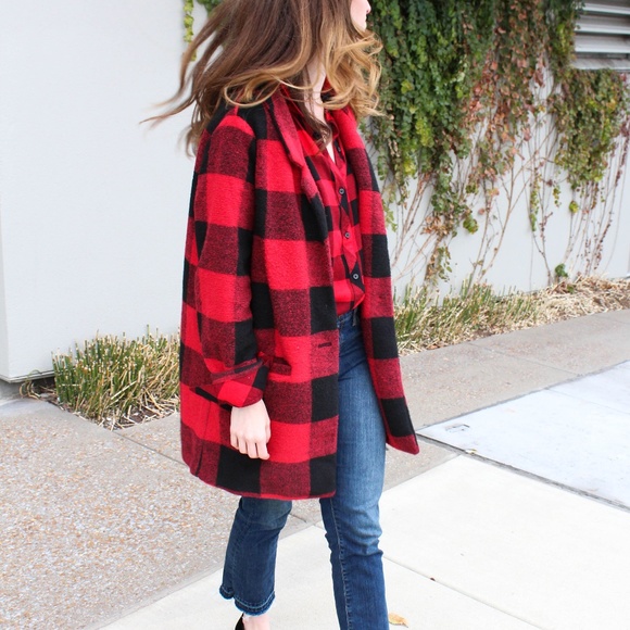 Classic Red Plaid Buffalo Coat for Fall - Picture 2 of 2